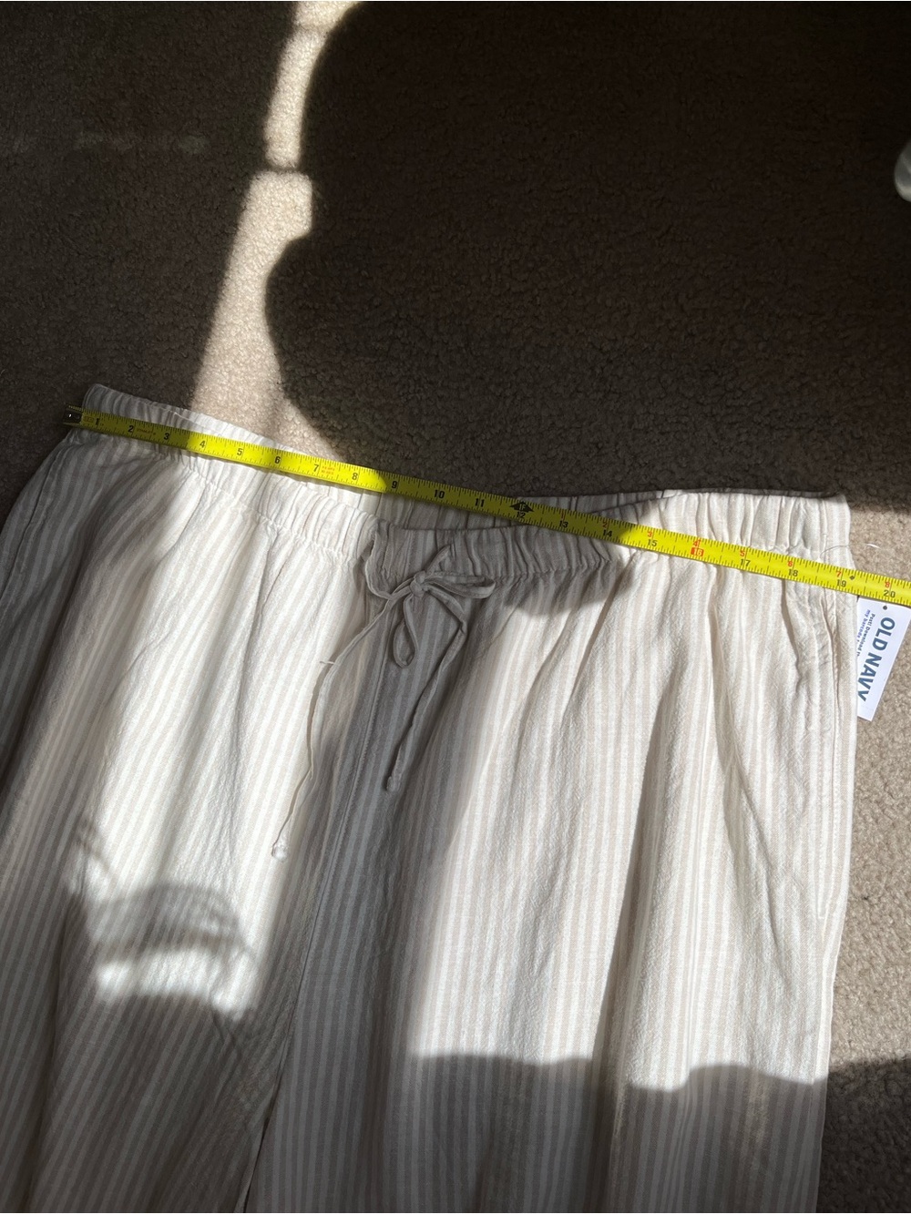 NWT Old Navy High-Waisted Linen-Blend Super Wide-Leg Pants in White Strip - Picture 9 of 13